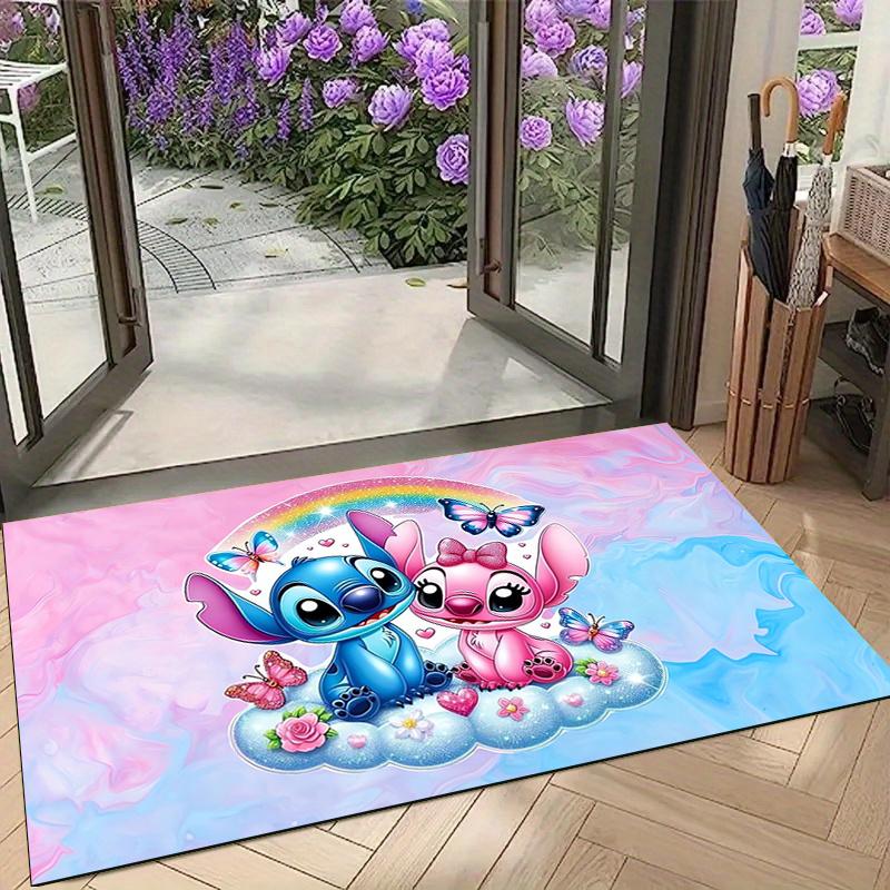 1pc Stitch Cartoon Carpet, 100% Polyester, Non-slip, Machine Washable, Waterproof, Outdoor Yard and Garden Decor, Home and Bedroom Decorative