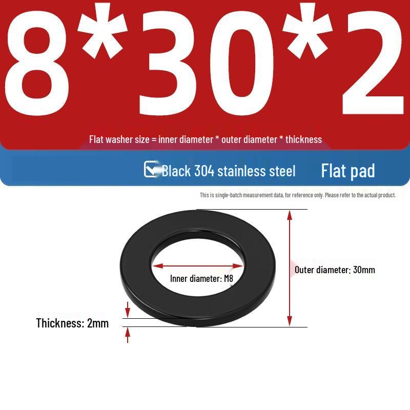Ultra-Thin Black Zinc-Plated Stainless Steel Flat Washer (M2-M20)