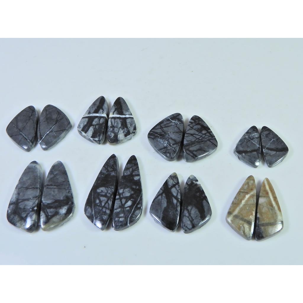 118Cts.Natural Picasso Jasper Matched Pair Fancy Cabochon Gemstone 8Pair Lot C-790