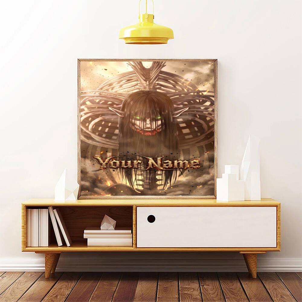 Attack Titan Personalized Text Diamond Painting Round Diamond Mosaic Rhinestones Diamond Embroidery Craft Kit Wall Decor Without Frame