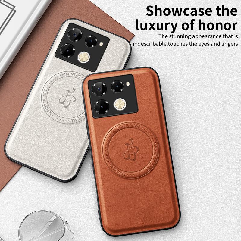 Luxury Magnetic Stand Holder PU Leather Phone Case For Infinix Hot Note 40 50 Pro Plus 40i 50S 50X Wireless Charging Logo Cover