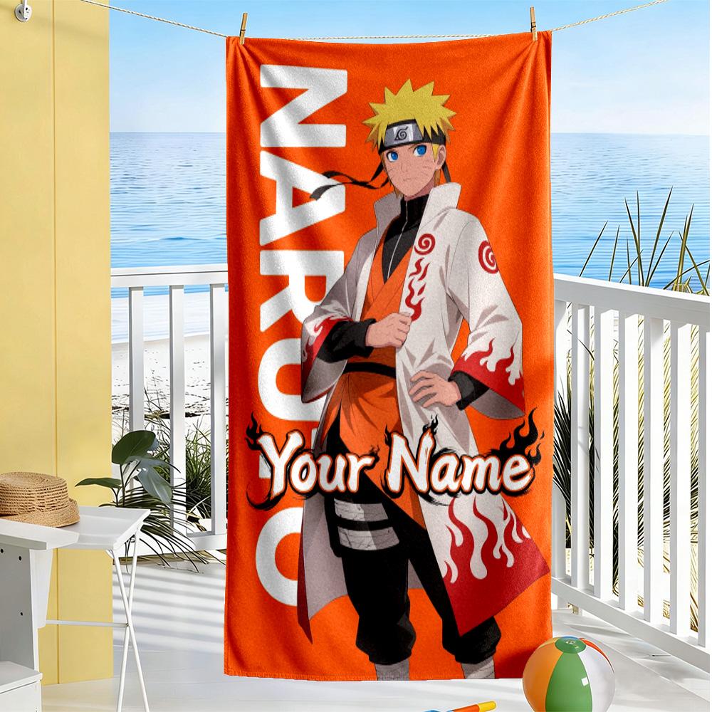 Naruto Character Customize Text Beach Towel Quick-Dry Soft Microfiber