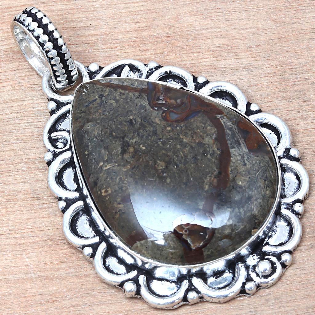 Pendant Rock Calsi Gemstone Valentine'Day Gift Silver Jewelry 2"