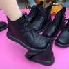 Wasserdichte Damen-Samt-Martin-Stiefel: Vielseitige, Flache, Rutschfeste Leder-Schneestiefel