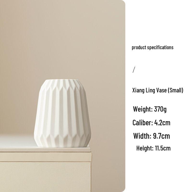 Nordic Cream Origami Vase: Unglazed Ceramic for Dried Flowers, Elegant Living Room Decor