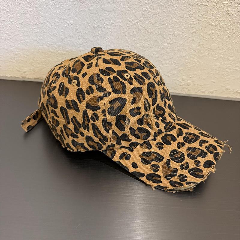 Y2k Leopard Print Hole Baseball Caps Unisex Spring Autumn Outdoor Casual Sport Hats Women Fashion Sunscreen Sun Hat