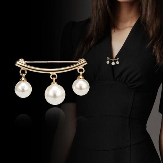 2Pcs Brooch Stylish Elegant Faux Pearl Fashion Vintage Brooch for Wedding