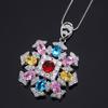 Huamei Jewelry Colorful Tourmaline Pendant Snowflake Micro Inlaid With Necklace Retro Luxury Clavicle Chain