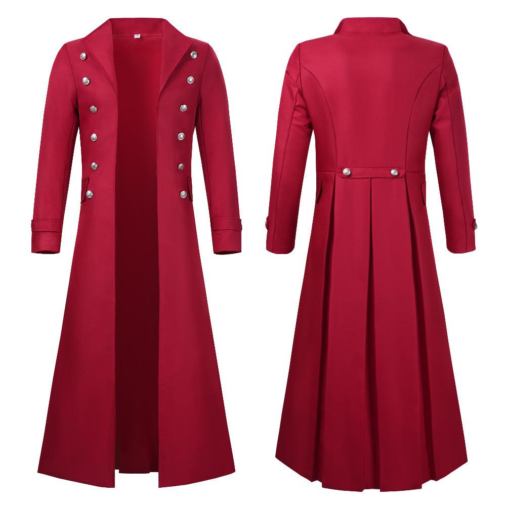 Cappotto Medievale Steampunk Gotico con Chiusura Doppiopetto per Cosplay e Giochi di Ruolo