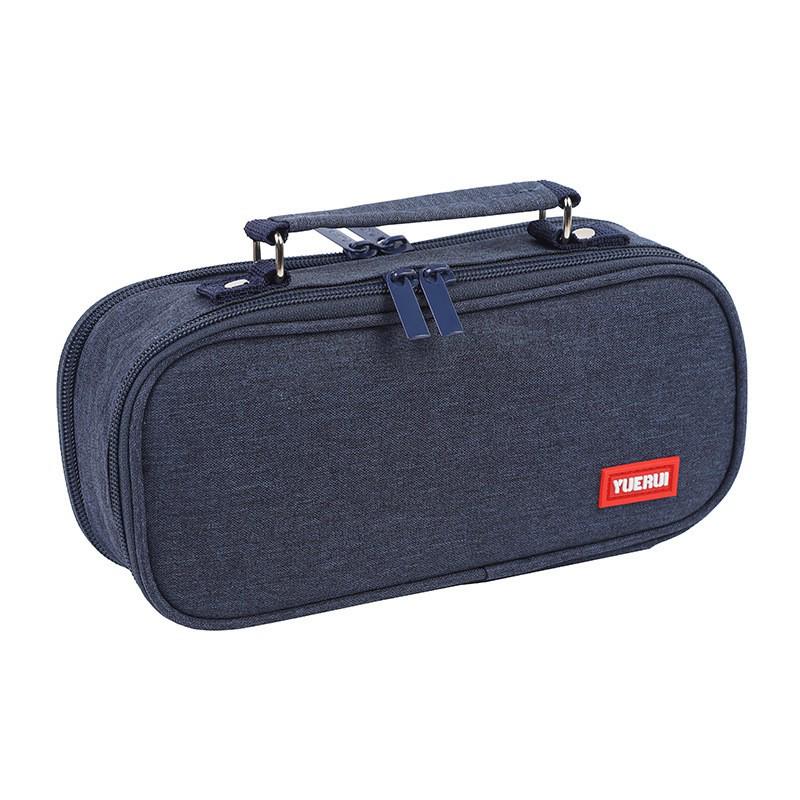 Multi-layer Double Zipper Oxford Cloth Pencil Case: Large Capacity for Junior High & High School Students