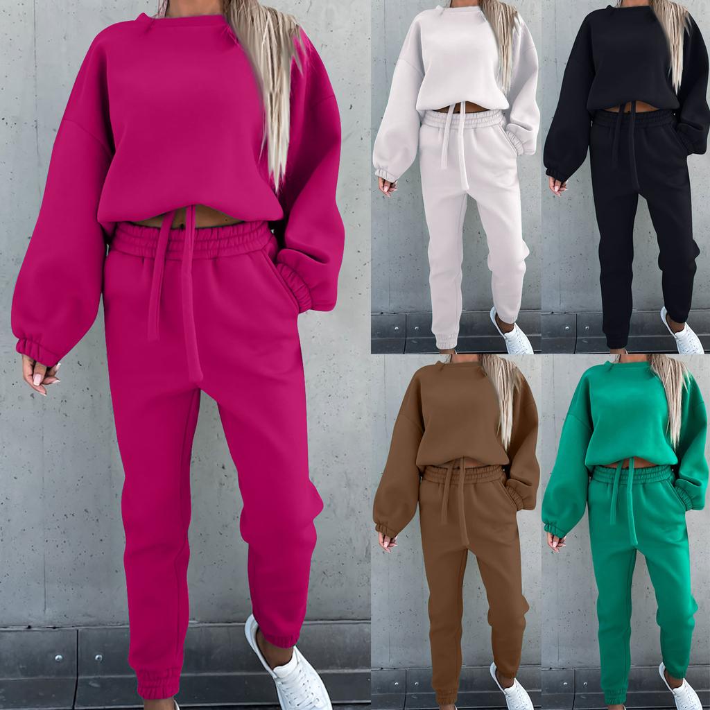 Women's Casual Sports Suit  And Winter Fashion Loose Long-Sleeved Sweater Two-Piece