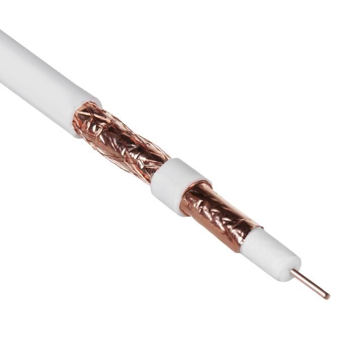 Câble Maclean MCTV-471 coaxial d'antenne cuivre RG6 50M