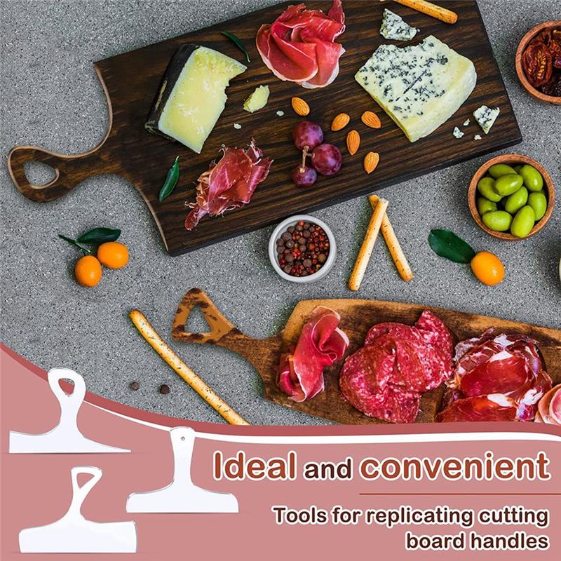 AEE4-3 Pcs Cutting Board Handle Template Charcuterie Template Angled Curvy Tracing Stencils