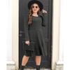 Fall Winter Women's Striped Crew Neck Knit Sweater Dress, European American Style Crossbody Women's Clothing for Women