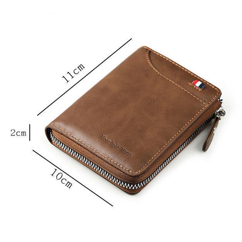Anti-theft RFID Leather Wallet for Man ID Bank Credit Card Holder Bag Woman Wallets School Teacher Gift Luxury Vintage Zip Purse