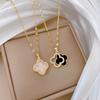 New Diamond-Encrusted Four-Leaf Flower Necklace Femininity Girl High-End Double-Sided Shell Collarbone Chain Explosion