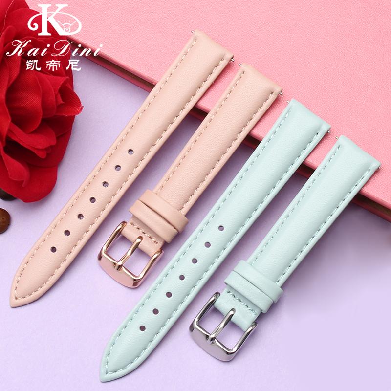 10 12mm 14mm 15mm 16mm 18m Quick Release Strap Women Genuine Leather White Red Pink Blue Cowhide Watch Band Bracelet Accessories