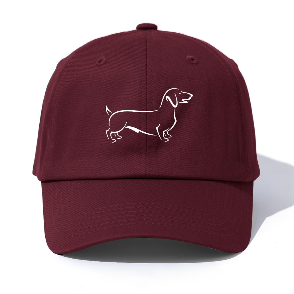 1pc Dachshund Print  Baseball Cap for Adults,  Minimalist Retro Style Casual Soft Adjustable Dad Hat, Perfect As Gift