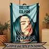 Custom Name Personalized Billie Eilish Print Blanket, Home Decor, Bedroom, Sofa, Camping, Couch, Gifts for Birthday Christmas