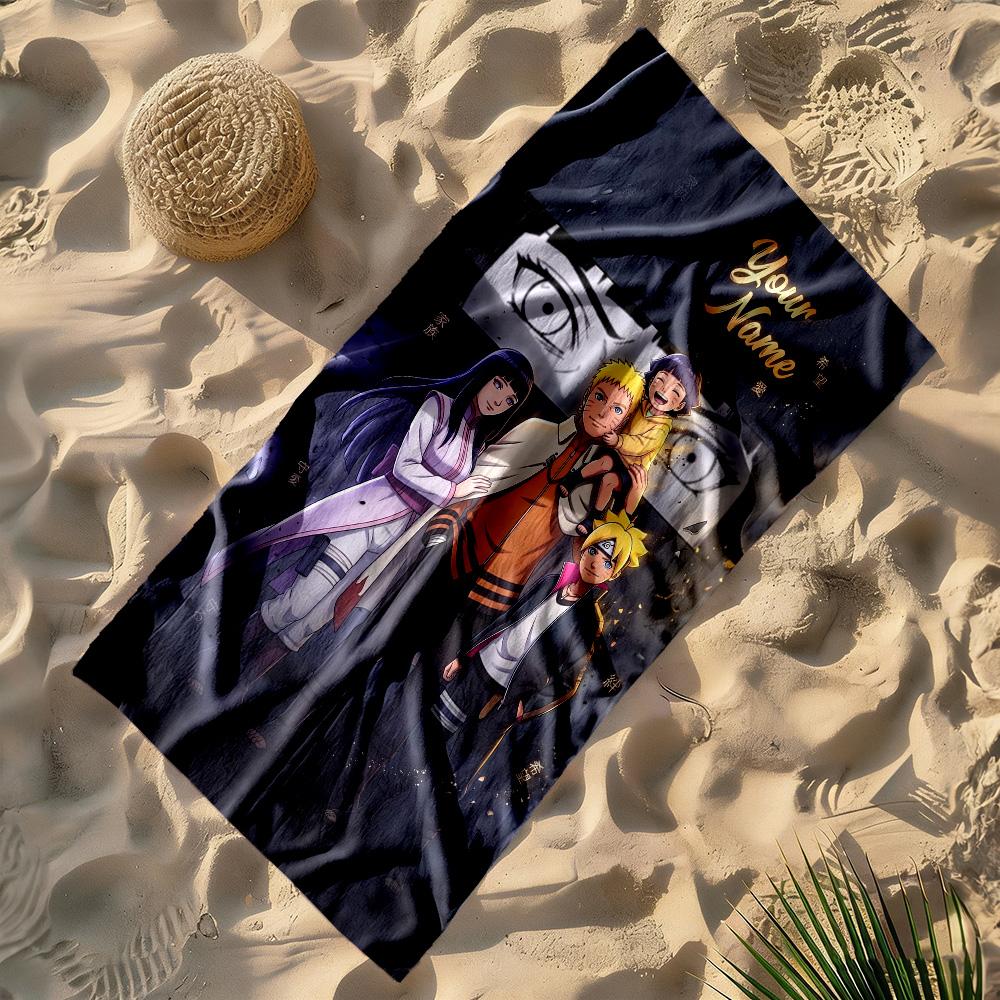 Naruto Character Personalized Text Beach Towel Soft Durable Quick-Dry Suitable for Swimming Gym Camping Yoga Vacation