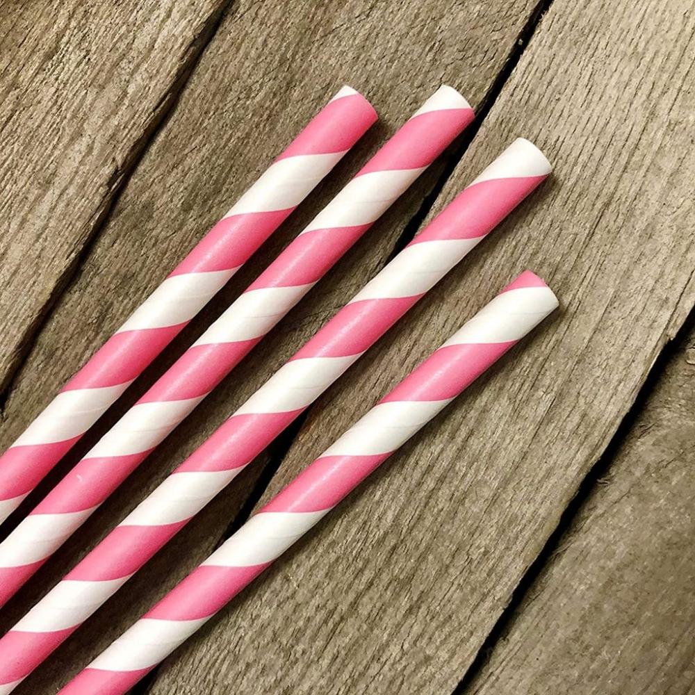 Stripe Pattern Colorful Paper Drinking Straws Drinking Accessories Party Supplies Disposable Straws