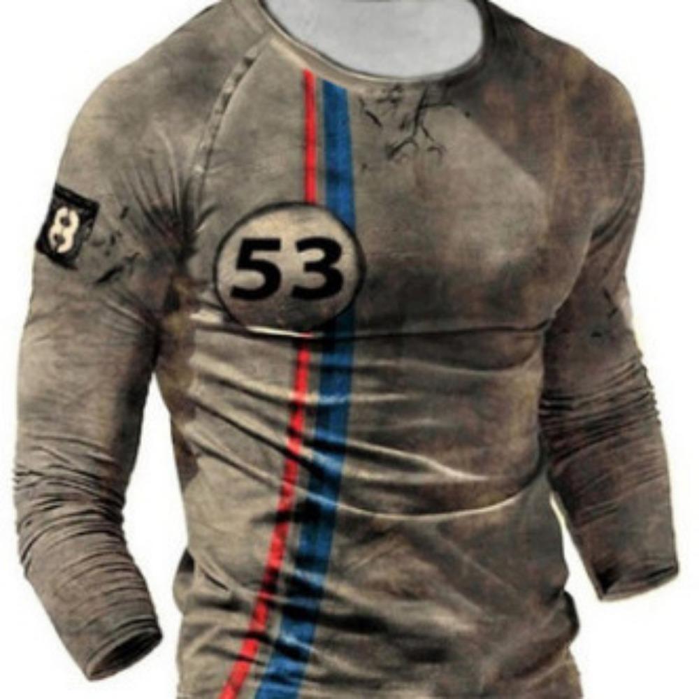 New 3D Printed Street Trendy Loose Casual Men's Round Neck Long Sleeved T-shirt