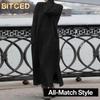 Fashion Autumn Winter O-Neck Long Sleeve Solid Color Print Casual Dresses