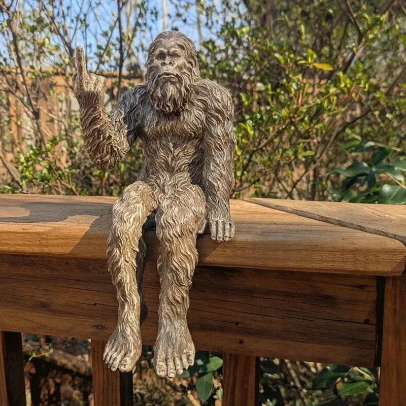 Quirky Bigfoot Peace Statue: Fun Office/Home Decor & Garden Ornament