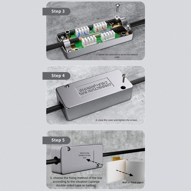 Heavy Duty ABS Shielded Ethernet Connection Box CAT6A Standard Junction Box for Office Home Framework Expansion