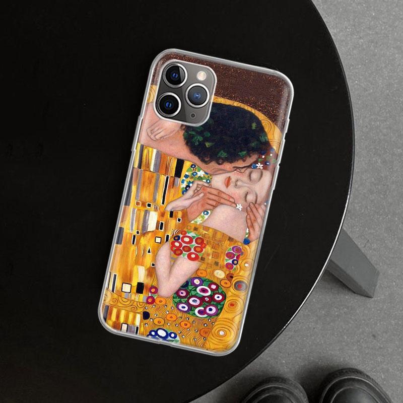 

Kiss By Gustav Klimt Phone Case Cover For iPhone 11 12 13 Mini 14 15 Plus 16 Pro Max 17 Air 7 8 + SE Art Customized Fundas 11 12 iPhone 16 Pro Max