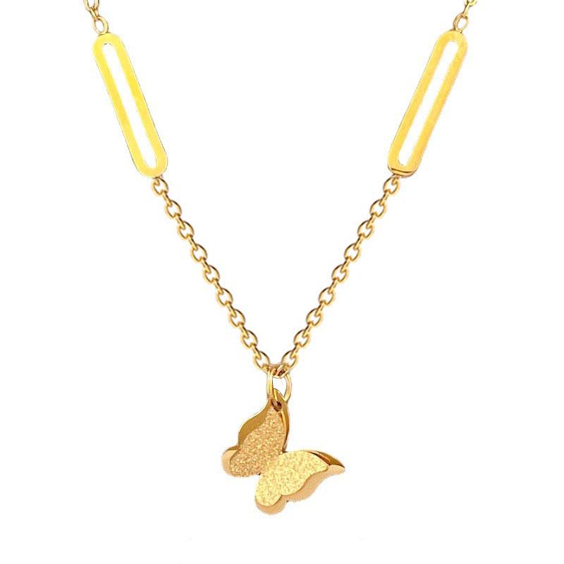 Cold Wind Butterfly Personality Minimalist Wind Furnace Real Gold Necklace Female Collarbone Chain