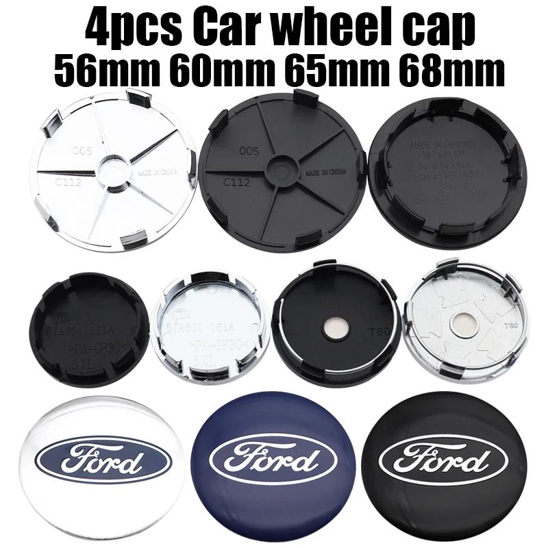 4pcs 3D 56mm 60mm 65mm 68mm Ford Logo Car Emblem Wheel Center Hub Cap Auto Rim Refit Dust-proof Badge Covers Sticker Accessories