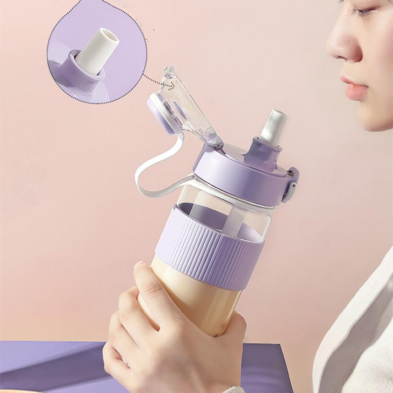 1100ml/720ml Fashion Healthy Material Water Bottle With Straw Large Capacity Sport Drinking Plastic Bottles Eco-Friendly