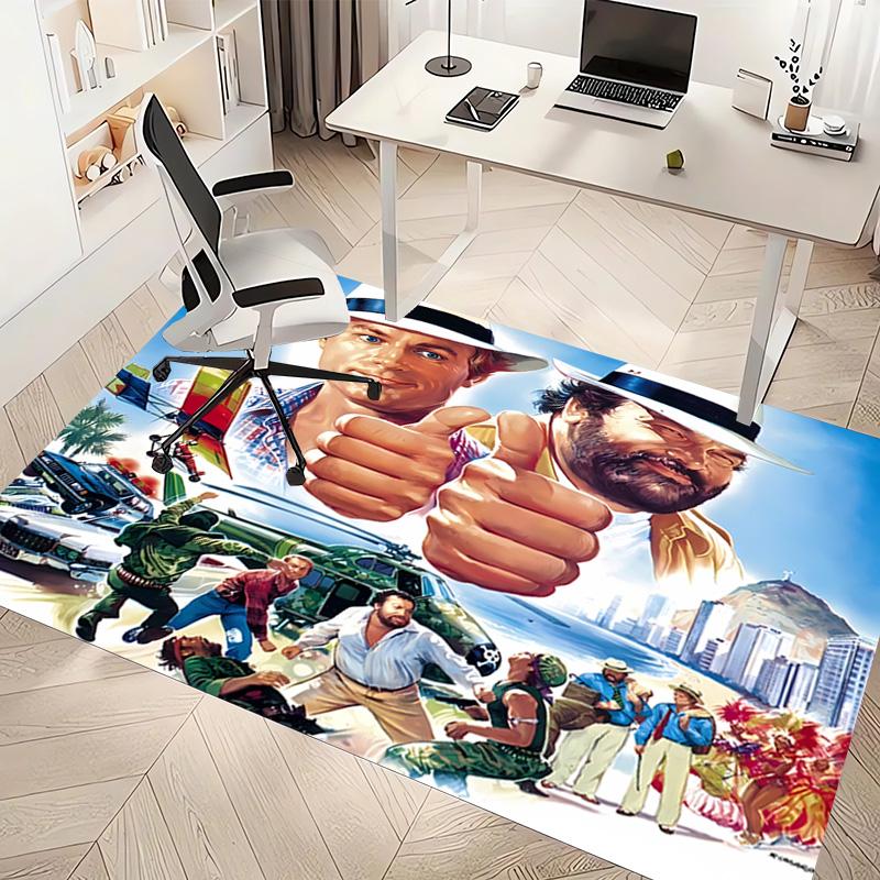 1 pièce Tapis de zone imprimé Terence Hill et Bud Spencer - Tapis d'intérieur doux, lavable et antidérapant, Tapis décoratif pour salon, bureau à domicile, Décoratif de bureau