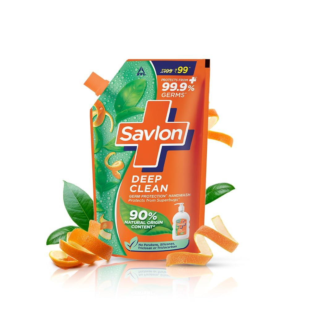 Savlon Deep Clean Germ Protection Liquid Handwash Refill Pouch, 625 ml