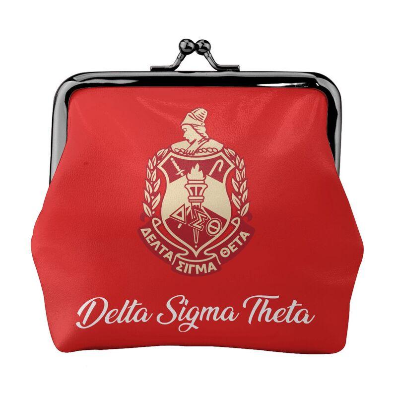 

Delta Sigma Theta Sorority Leather Coin Purse Gifts for Women Girls Small Kiss-Lock Change Pouch Clasp Closure Buckle Wallet