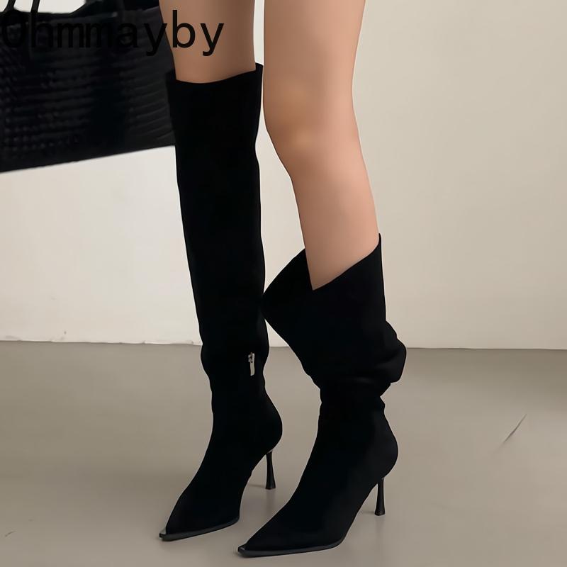 Winter Fashion Pointed Toe Women Thin High Heel Long Over The Knee Boots Street Style Party Stripper Female Shoes