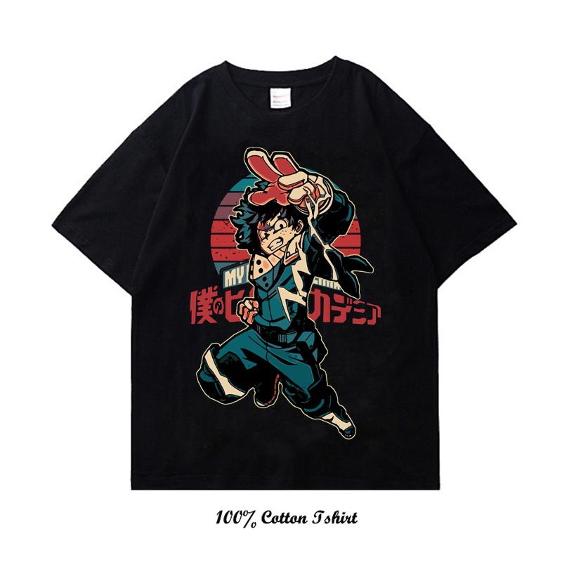 My Hero Academia Graphic Print T Shirt Vintage Harajuku Streetwear Short Sleeve Plus Size Cotton Crew Neck T Shirt Women Unisex