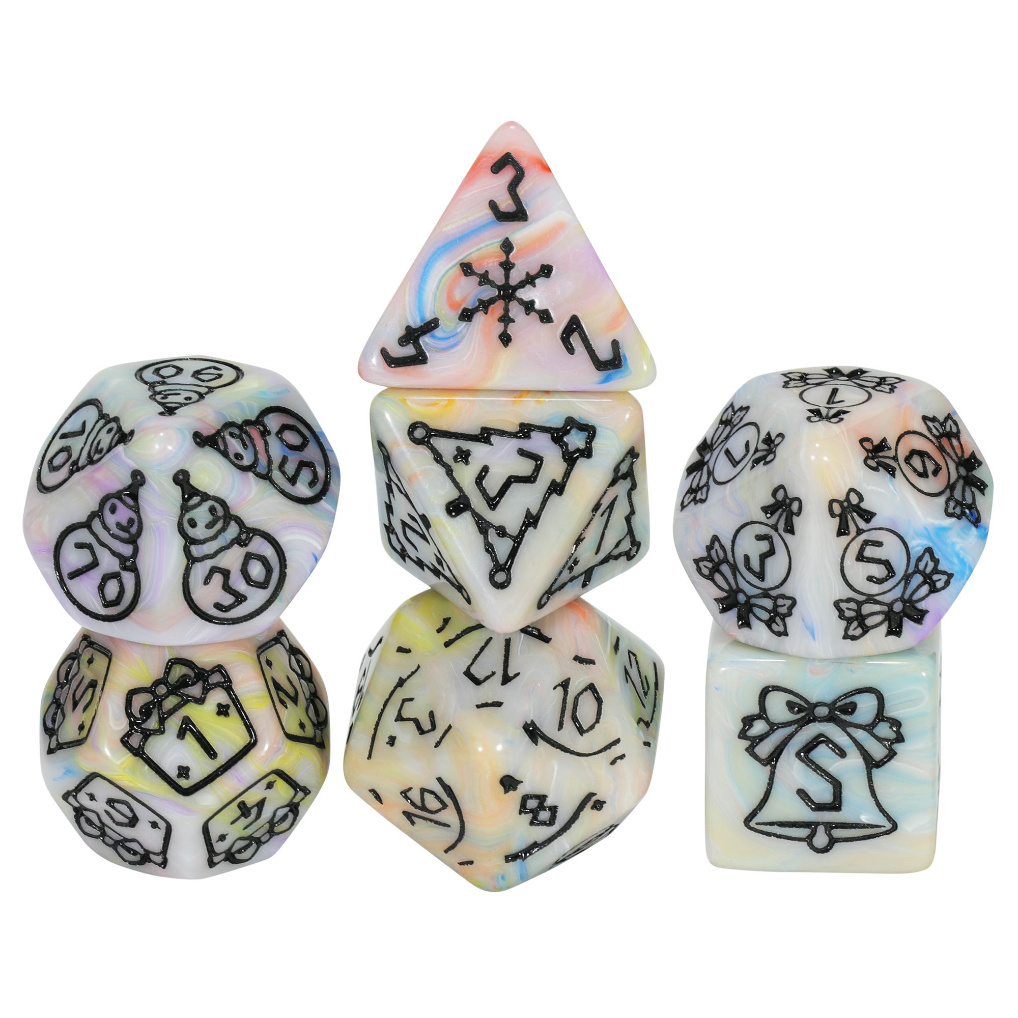 Polyhedral Dice Set 7pcs Festival Theme DND Dice for Role Playing Game Magic Game DND Board Game Accessories