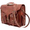 Men's Laptop Bag Real Goat Leather Vintage Brown Messenger Shoulder Briefcase