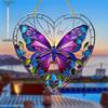 Purple Butterfly Heart-Shaped Painted Style Sunlight Catcher, Ideal Gift for Butterfly and Art Lovers, Valentine's Day Gift, Nurseries, Vintage Home D