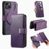 Reißverschluss Kartenfach Geldbörse Leder 2-in-1 Kabellose Ladehülle Für iPhone 15 16 Pro Max 14 Plus 13 12 11 XS Abnehmbare Tasche Hülle