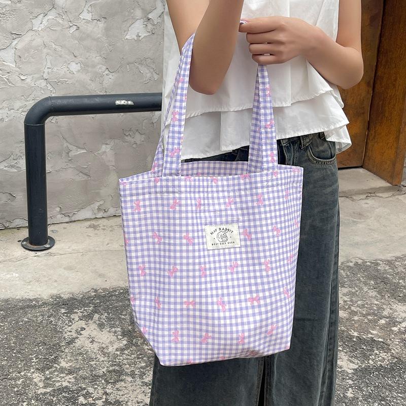 

Candy Color Plaid Women s Shoulder Bags Large Capacity Women s Shopping Bag Cute Bowknot Female Travel Handbags Book Tote Purse