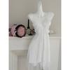 Pure Desire Style Satin Slip Nightdress Sexy Backless Lace Bow Polka Dot Lingerie Women