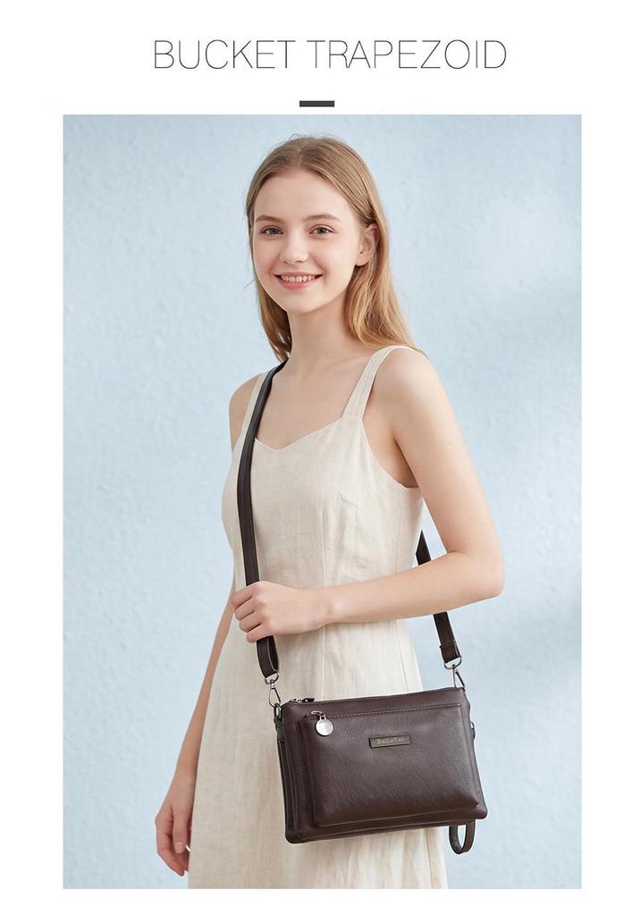 Women's Soft Leather Waterproof Crossbody Bag - 2026 Summer Fashion, Multi-layer, Versatile Single Shoulder Small Square Design
