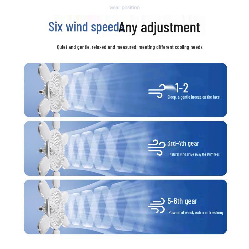 Ferngesteuertes LED-Ventilatorlicht mit verstellbarem 6-Blatt-Design für Schlafzimmer & Studentenwohnheime, E27 Schraubsockel, Dimmbar