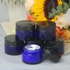Set of 2 30g Blue Cream Containers, Glass Balm Containers, Light-Resistant Bottles, Heat-Resistant Cosmetic Containers, Aroma Cream Refill Containers,