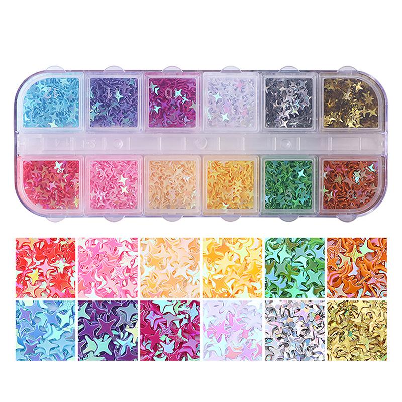 Holográfico Doce Amor Coração Nail Art Glitter Lantejoulas Brilhante Laser Fluorescente Estrela Borboleta 3D Decorações de Unhas Acessórios