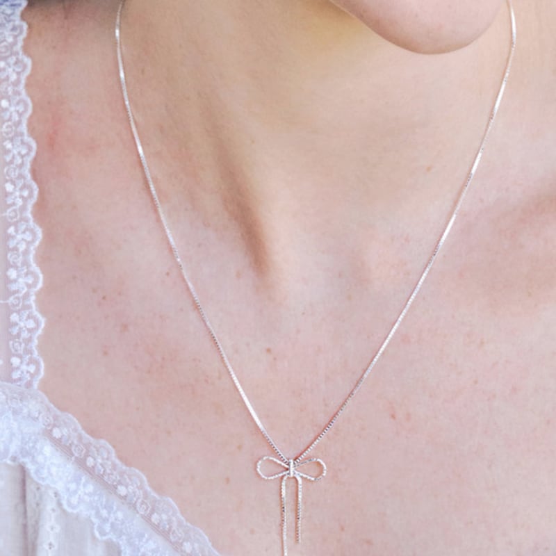 

ENGBROX claire ribbon necklace silver