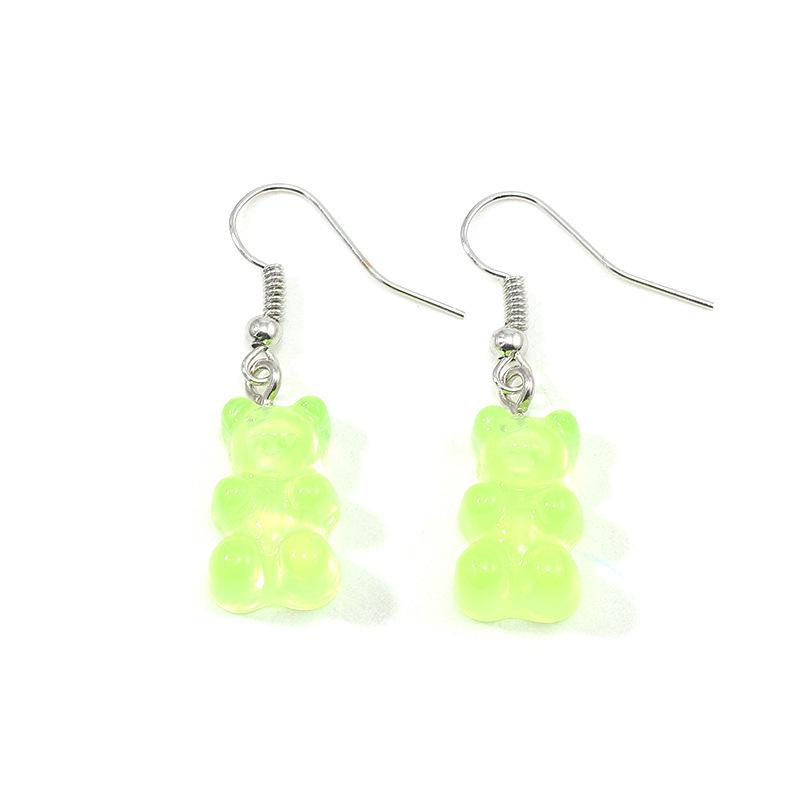 Colorful Jelly Resin Bear Earrings - European & American Fashion